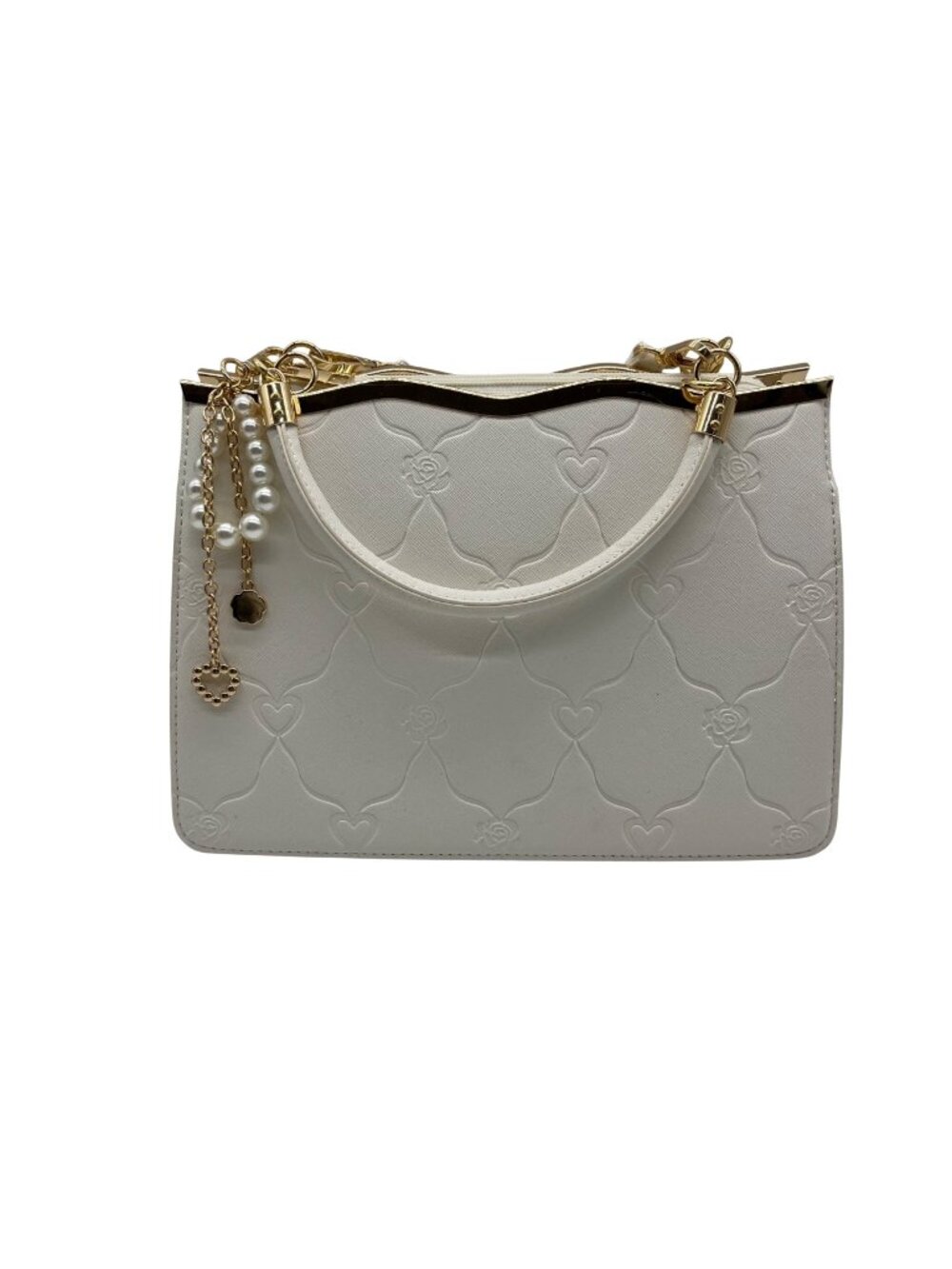 Like Dreams Off-White Faux Leather Structured Satchel